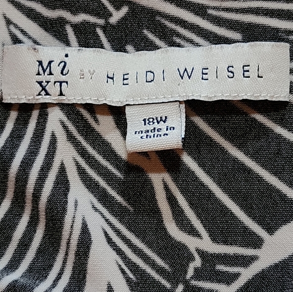 MiXT by Heidi Weisel Black White Floral Blouson Dress 18W Plus Size - Picture 10 of 11